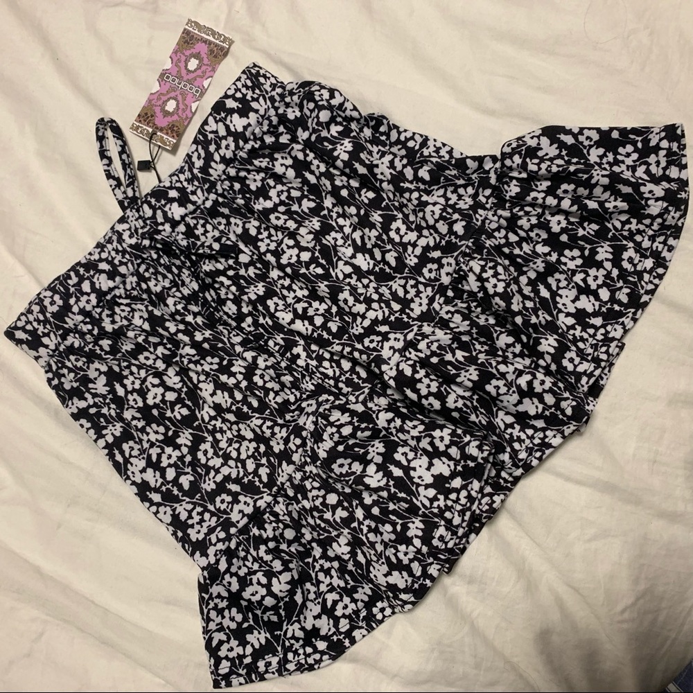 Petite Tie Waist Ruffle Skater Skirt